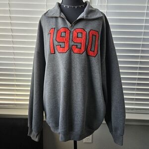 Gray 1990 Quarter Zip Sweater